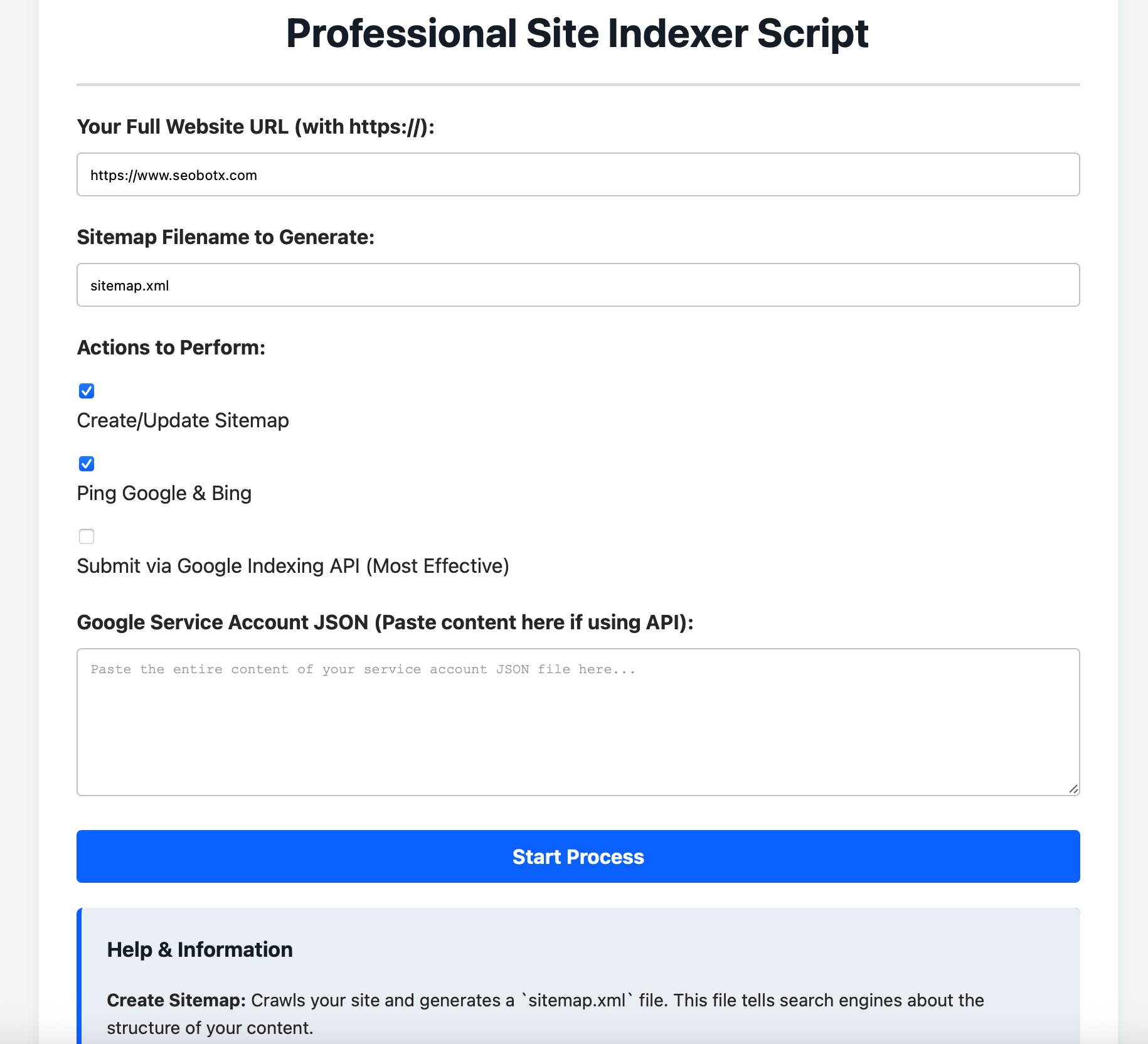 site indexer