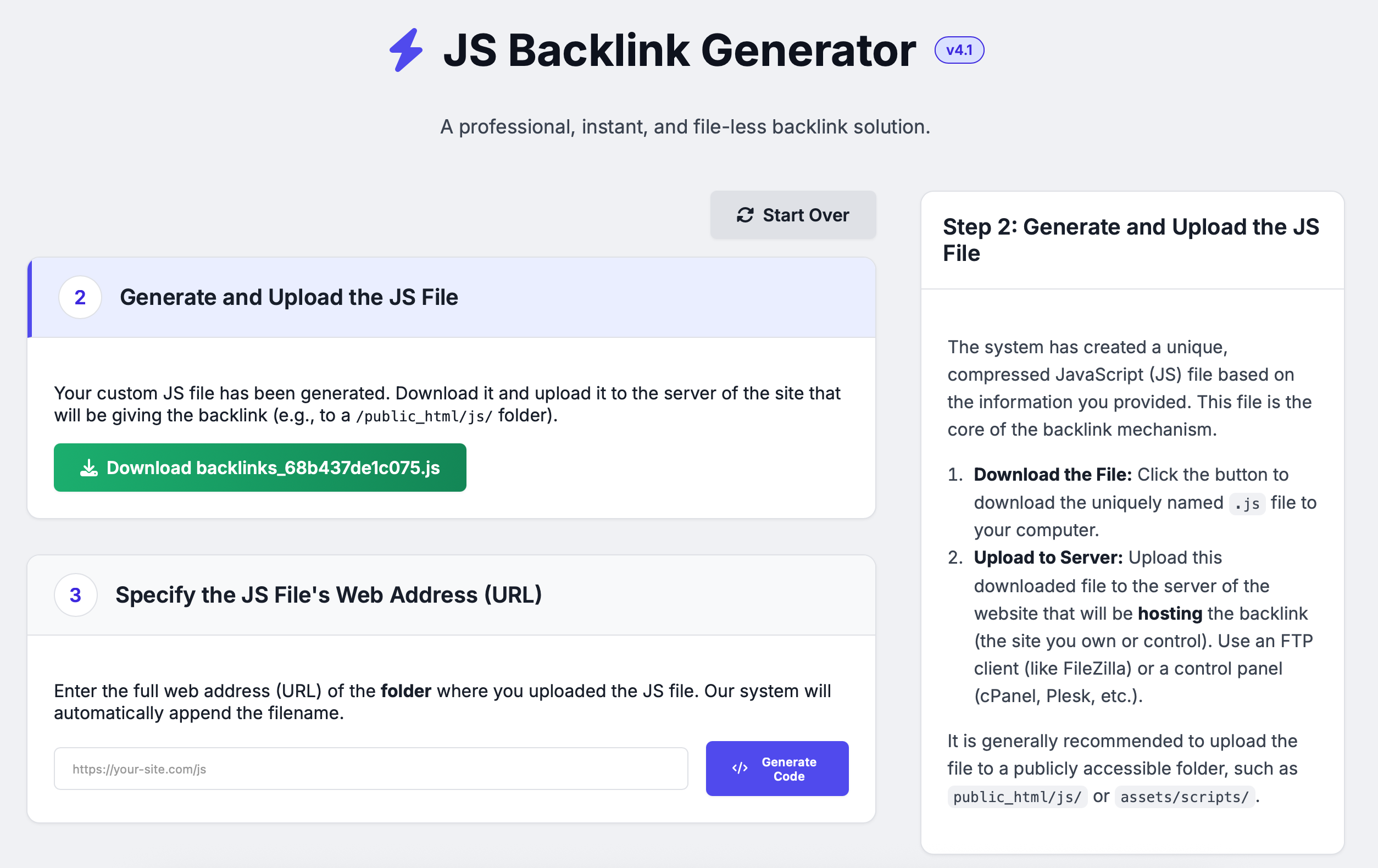 javascript backlink